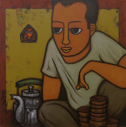 Contemporary Indian original Art : Tea Boy