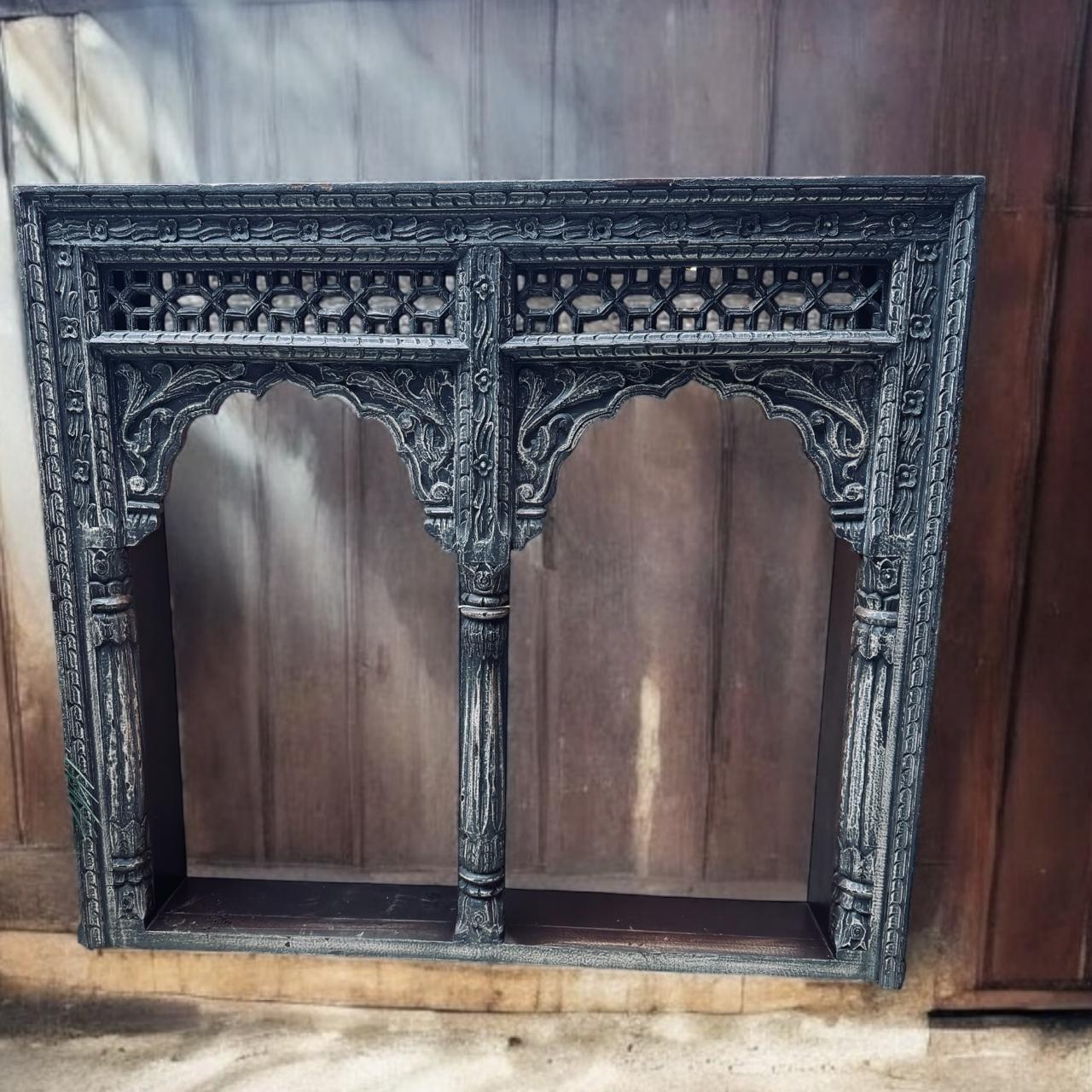 Vintage Style Double Wooden Jharokha with Ledge  : Haya 18