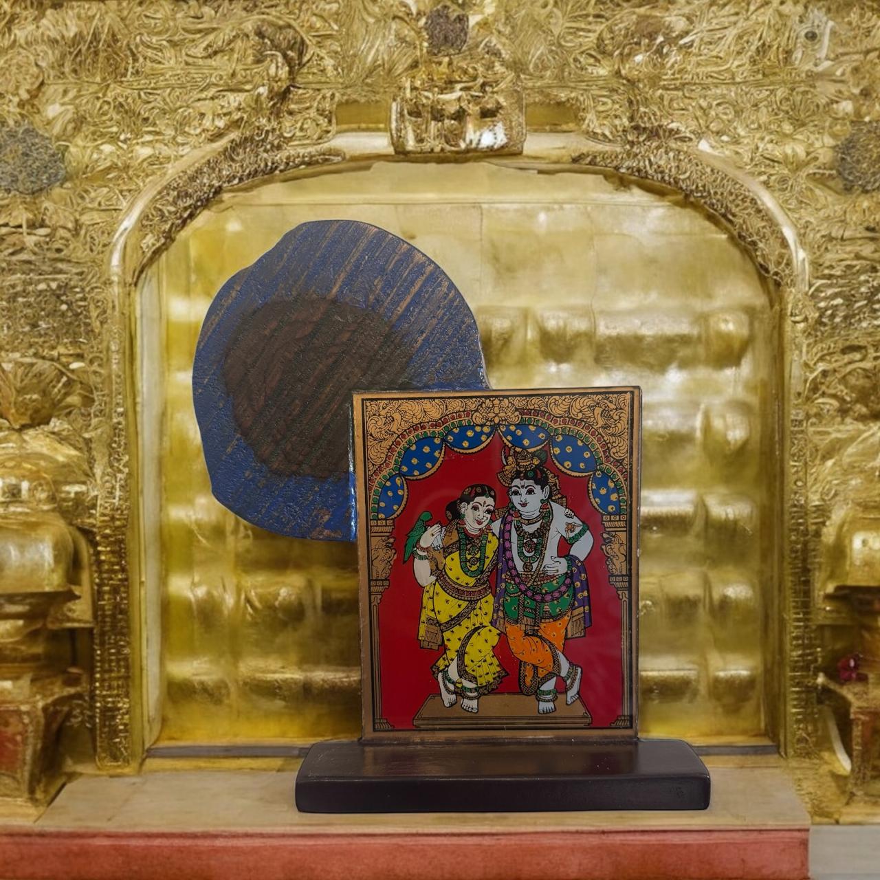 Wooden Framed glass Tanjore ( RadhaKrishna)