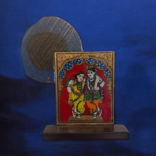 Wooden Framed glass Tanjore ( RadhaKrishna)