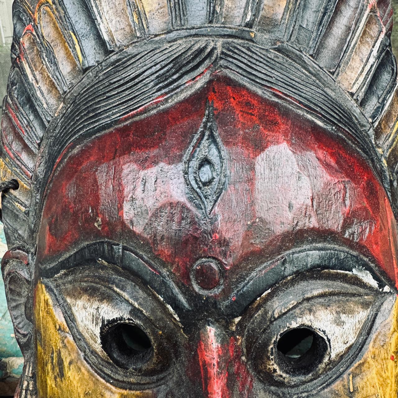 Vintage Style Devi  Mask in Wood : Mukhauta 1